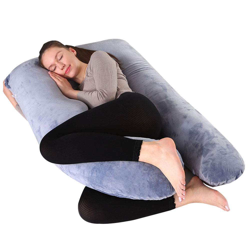 Crystal Velvet U-Shaped Pregnancy Pillow for Straight Leg Support