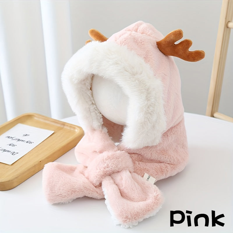 Baby Girl Deer Plush Rabbit Ear Warm Hat - Children's Warm Cap 2024