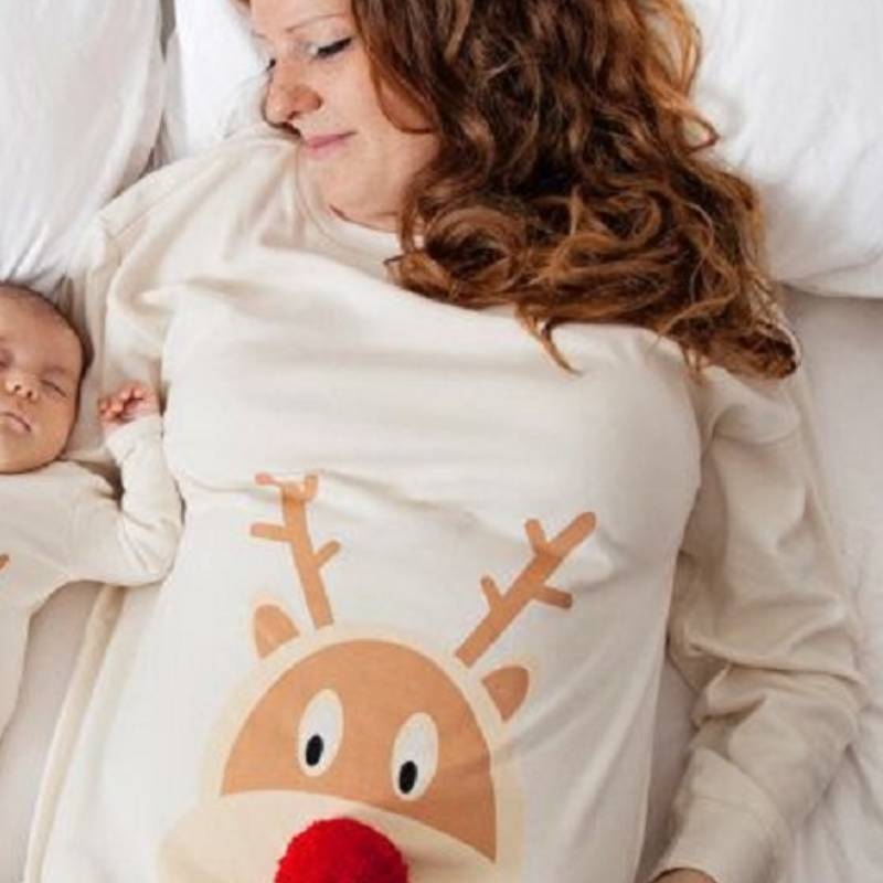 Christmas Deer Printed Family Matching Fur Ball Pajamas