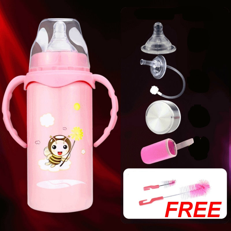 Stainless Steel Insulated Baby Feeding Bottle with Handle