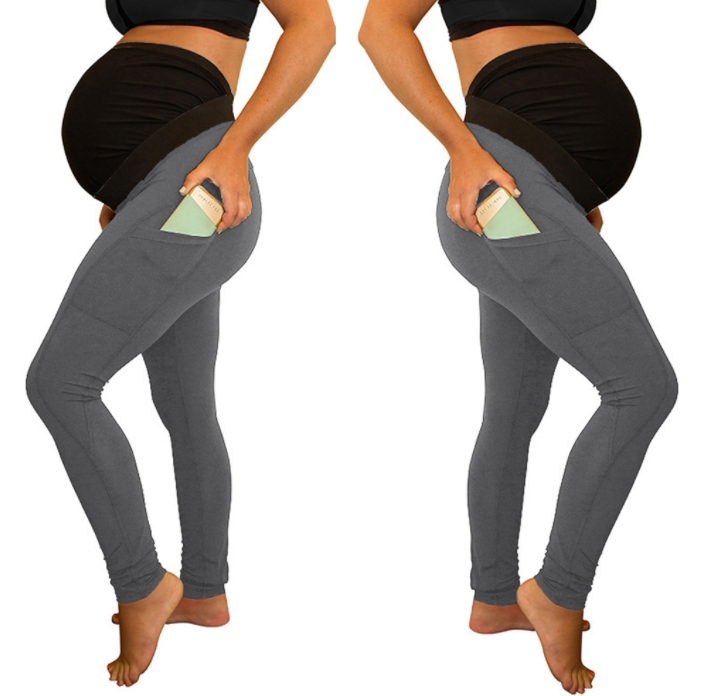 High-Waist Maternity Pants with Side Pockets