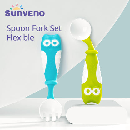 Owl Elbow Baby Training Spoon & Fork Set