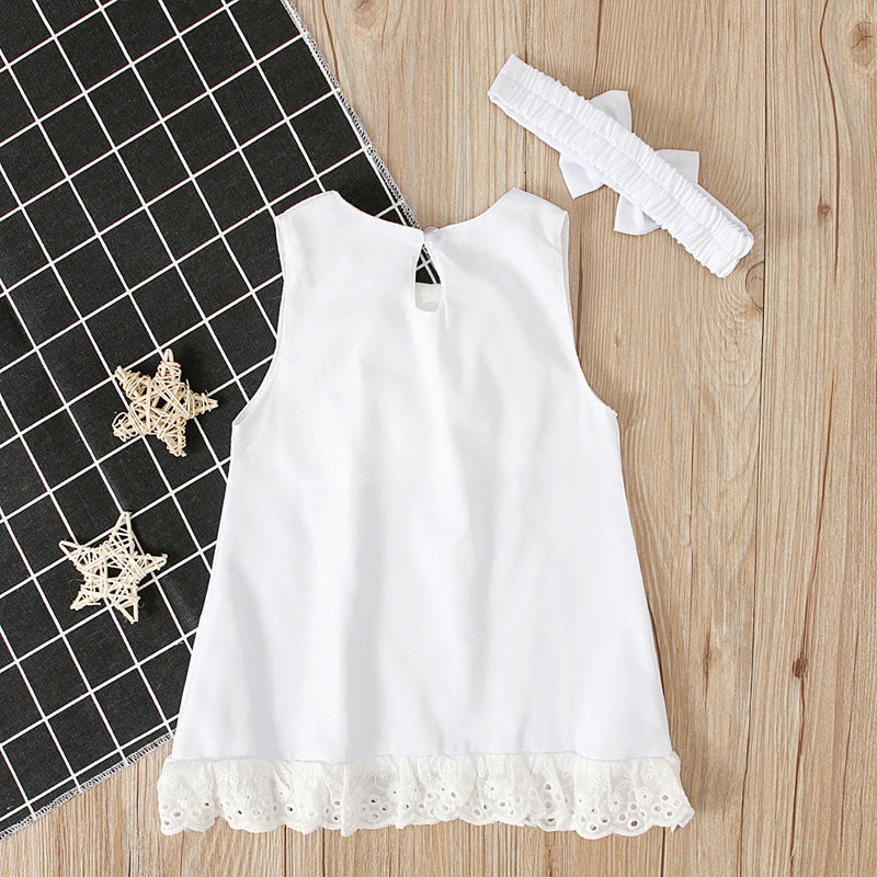 Sleeveless Bow Skirt for Baby Girls - White