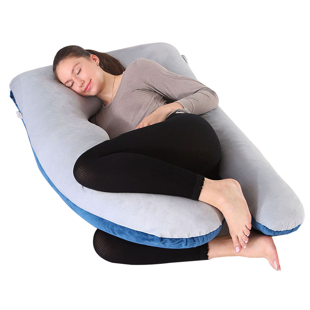 Crystal Velvet U-Shaped Pregnancy Pillow for Straight Leg Support