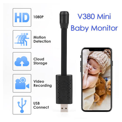 Smart V380 Mini IP Baby Monitor Camera - 1080P WiFi Security