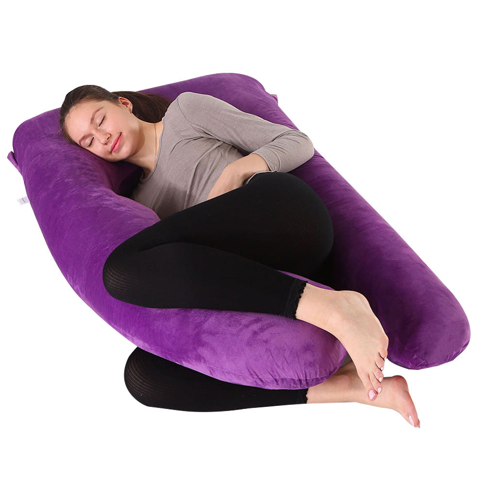 Crystal Velvet U-Shaped Pregnancy Pillow for Straight Leg Support