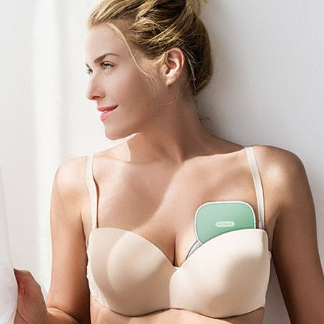 women with USB Rechargeable Hands-Free Electric Breast Pump under her bra