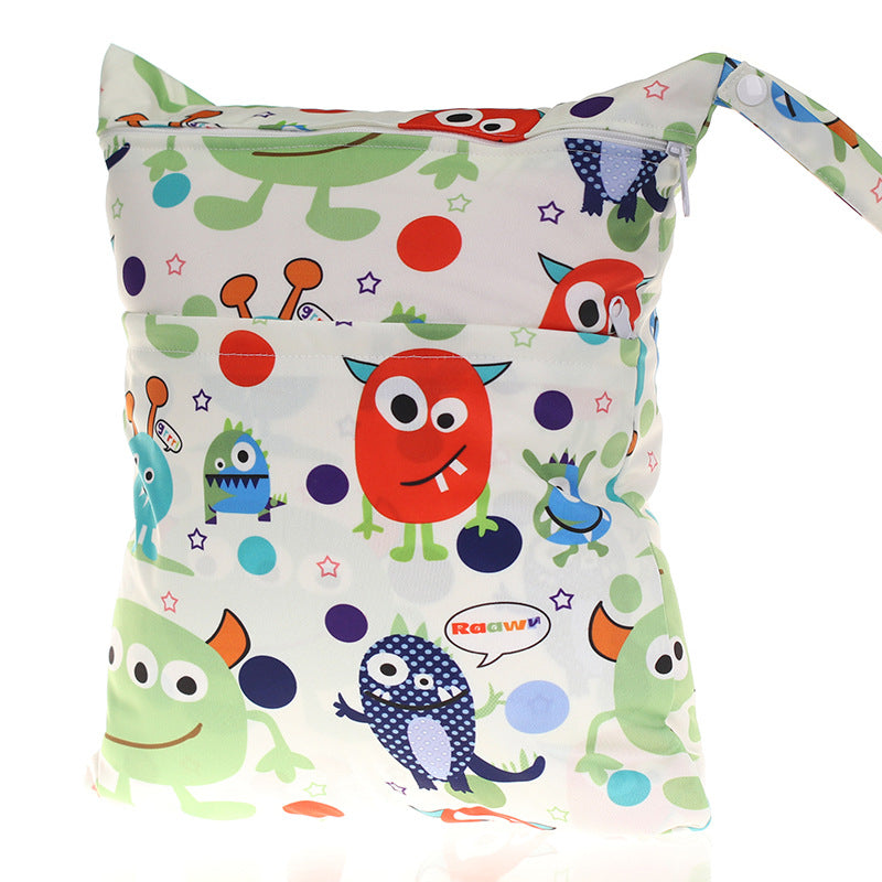 Digital Printing Double Pocket Diaper Bag with monster