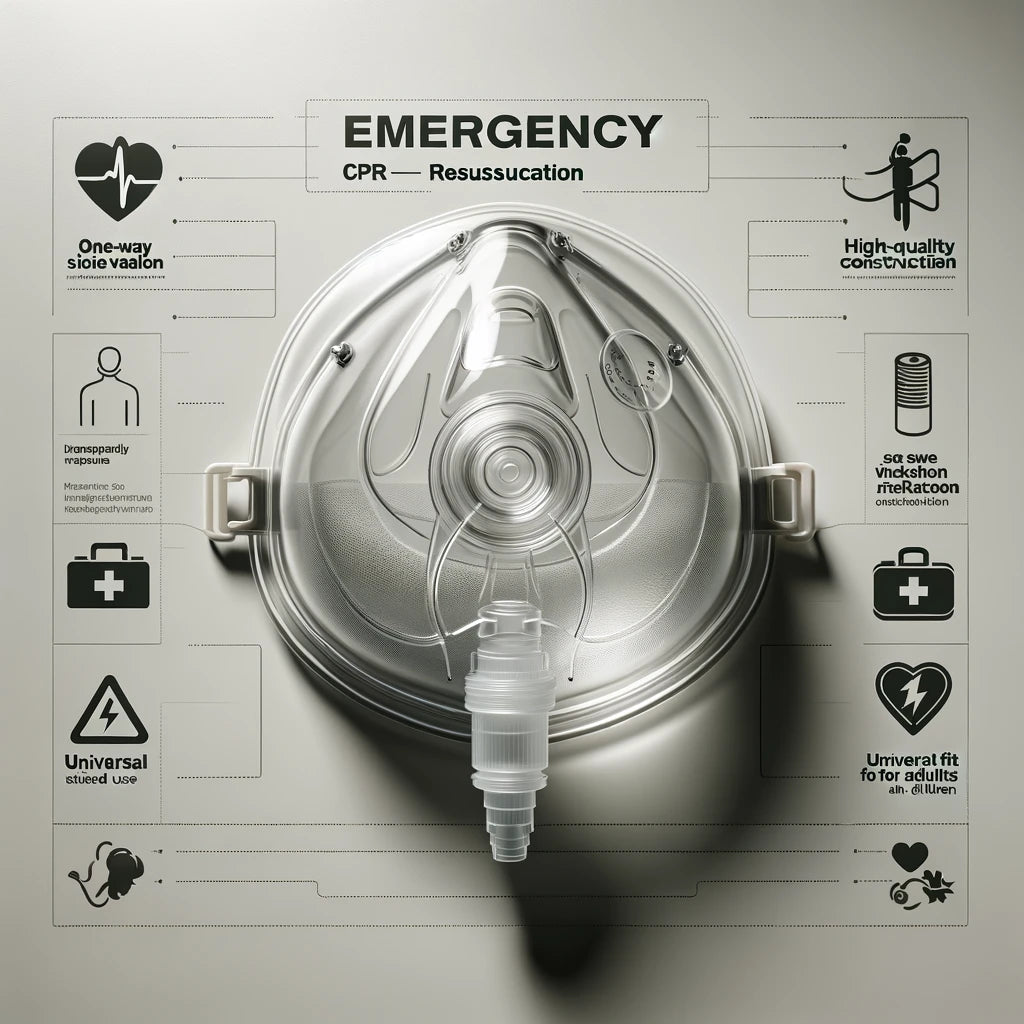 Emergency CPR Resuscitation Mask, showcasing its design and features in a professional and educational manner