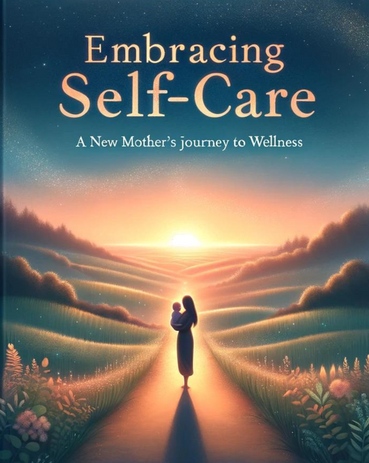 Illustrate  cover of an inspiring and tranquil book cover for _Embracing Self-Care_ A New Mother’s Journey to Wellness