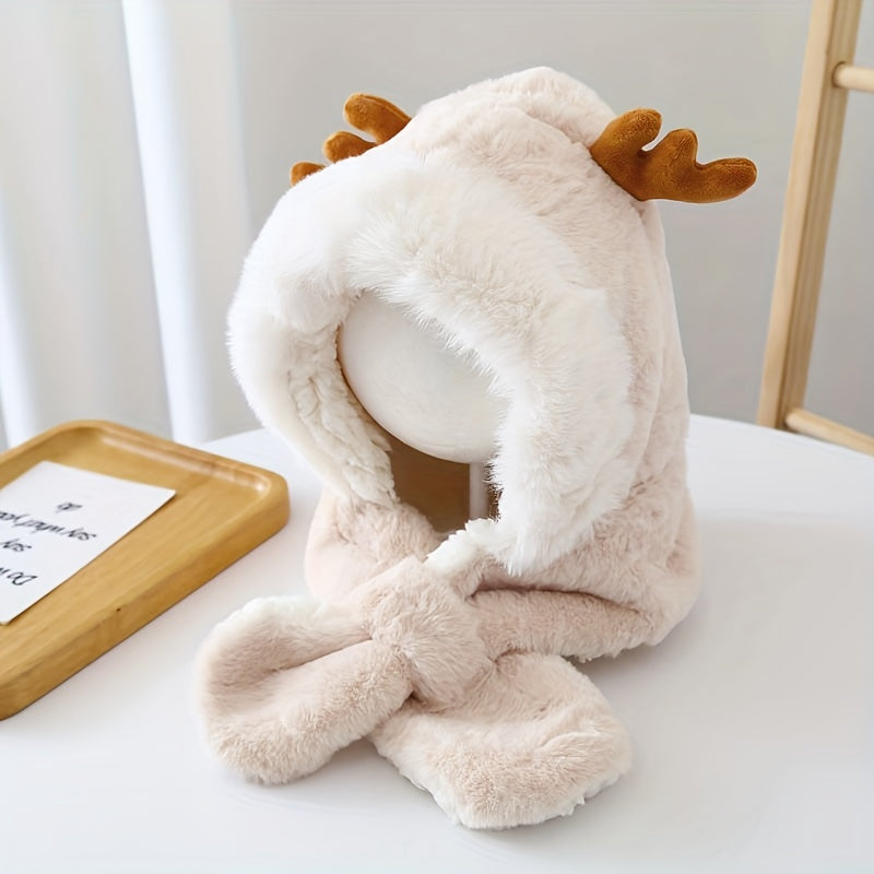 Baby Girl Deer Plush Rabbit Ear Warm Hat - Children's Warm Cap 2024