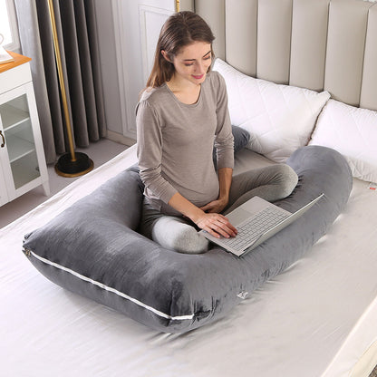 Crystal Velvet U-Shaped Pregnancy Pillow for Straight Leg Support