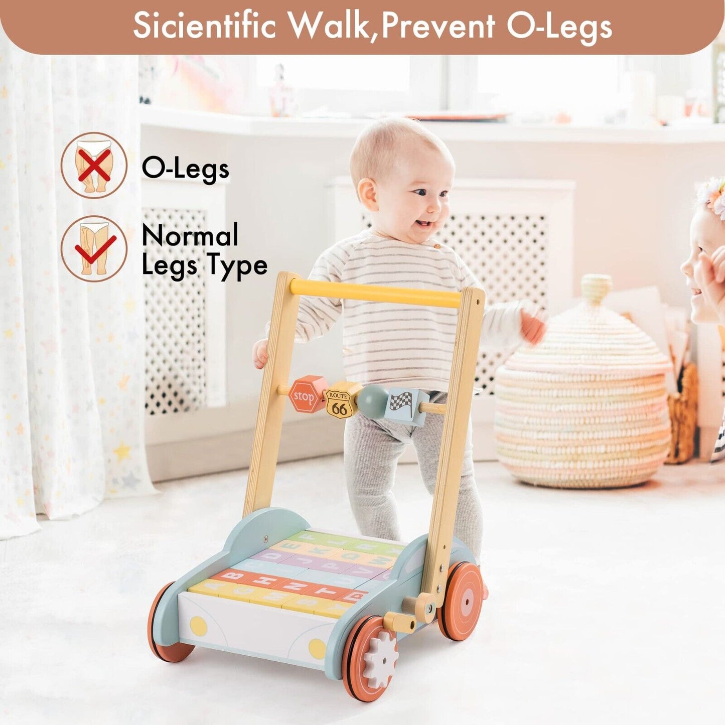 Wooden Baby Walker Push With ABC 123 Toys - Baby Learning Toys Online