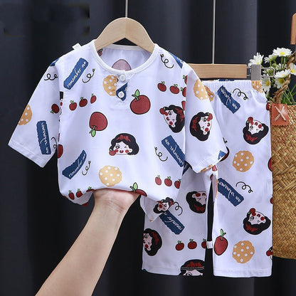 Cartoon Baby Pajamas - Cotton Silk Summer Clothes