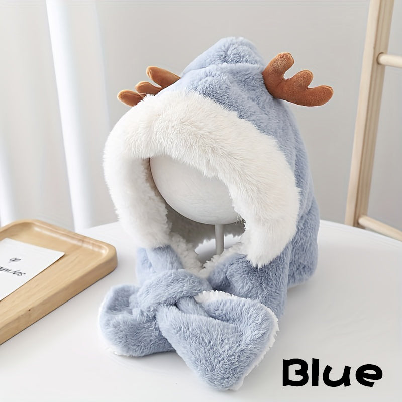 Baby Girl Deer Plush Rabbit Ear Warm Hat - Children's Warm Cap 2024