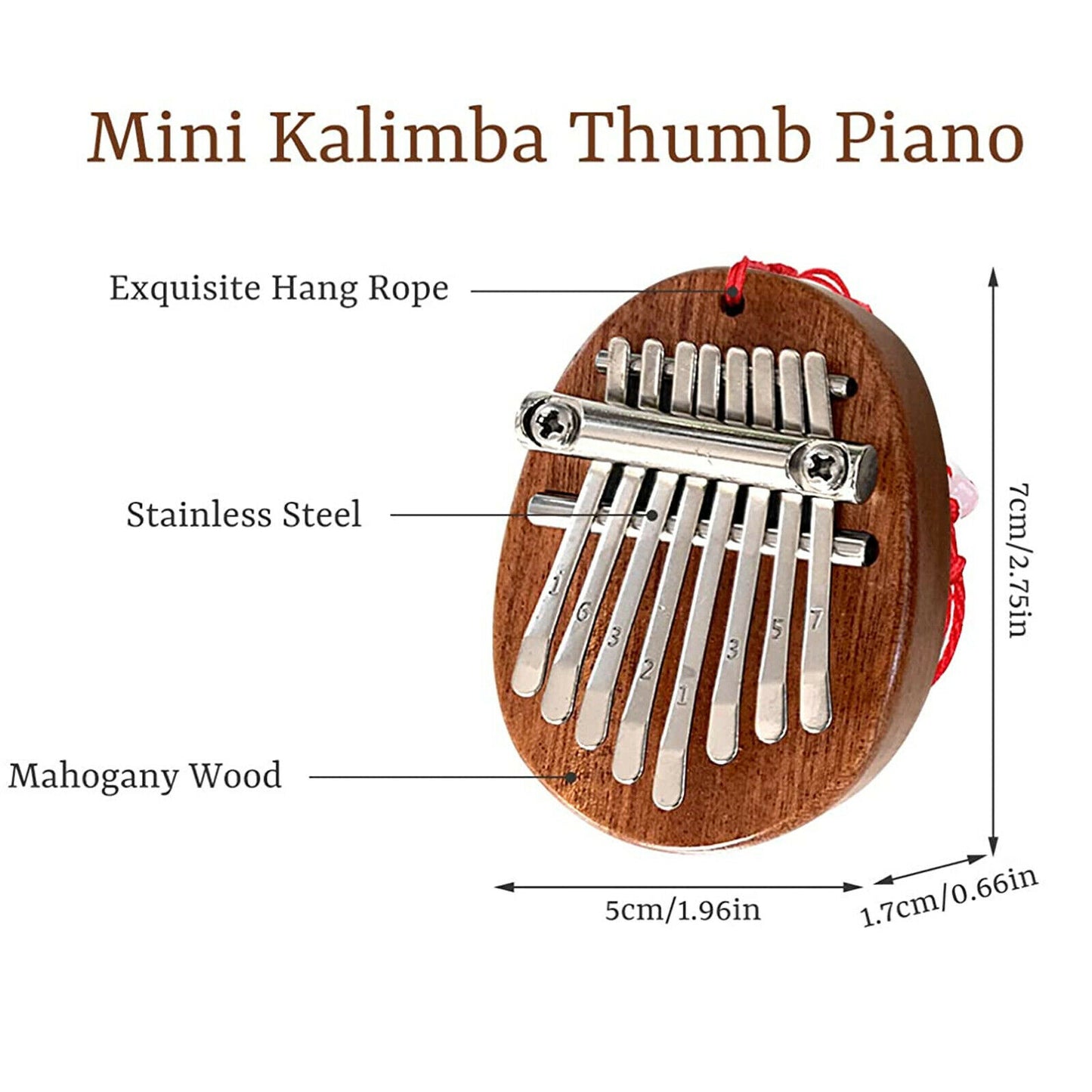 8 Keys Mini Kalimba Thumb Piano Toy - Portable Wood Musical Baby Toys