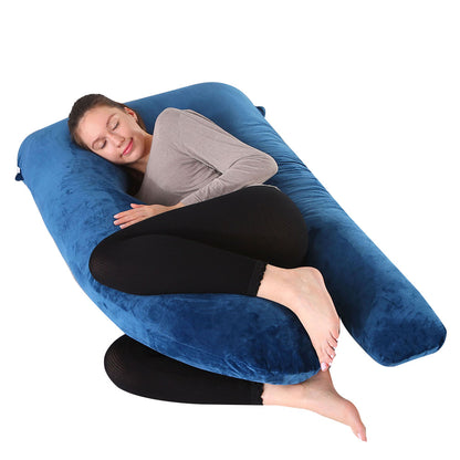 Crystal Velvet U-Shaped Pregnancy Pillow for Straight Leg Support