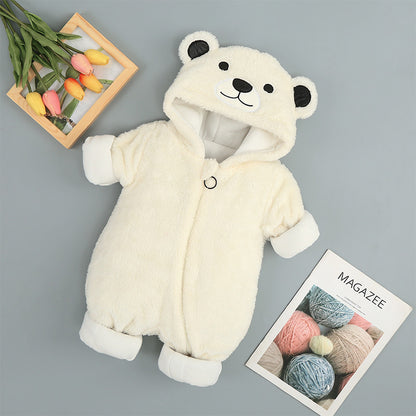 Arctic Velvet Bear Baby Onesies | Winter Cotton Clothes