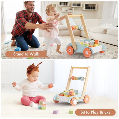 Wooden Baby Walker Push With ABC 123 Toys - Baby Learning Toys Online