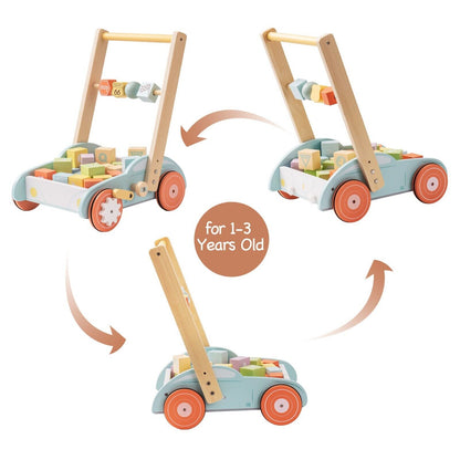 Wooden Baby Walker Push With ABC 123 Toys - Baby Learning Toys Online