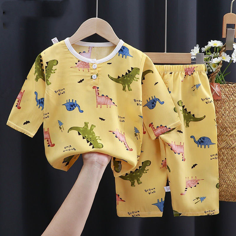 Cartoon Baby Pajamas - Cotton Silk Summer Clothes