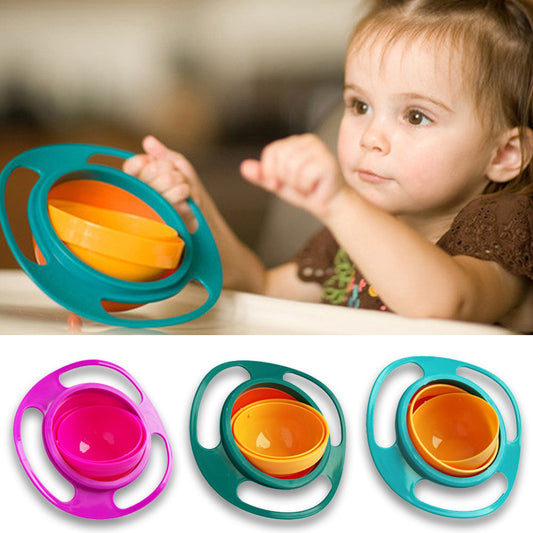 baby eating with the 360 Rotate Universal Spill-proof Bowl